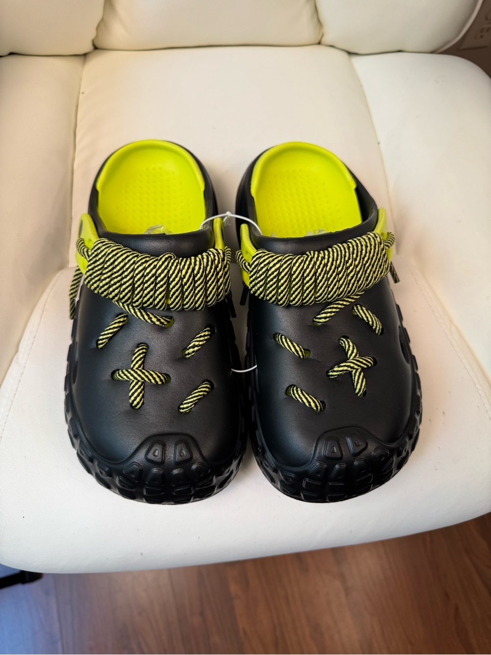 Black and Neon Yellow Slip-On Clogs
